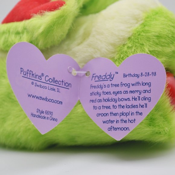 Freddy the Tree Frog Puffkins by Swibco Style 6690 Bean Bag Plush - Picture 7 of 8